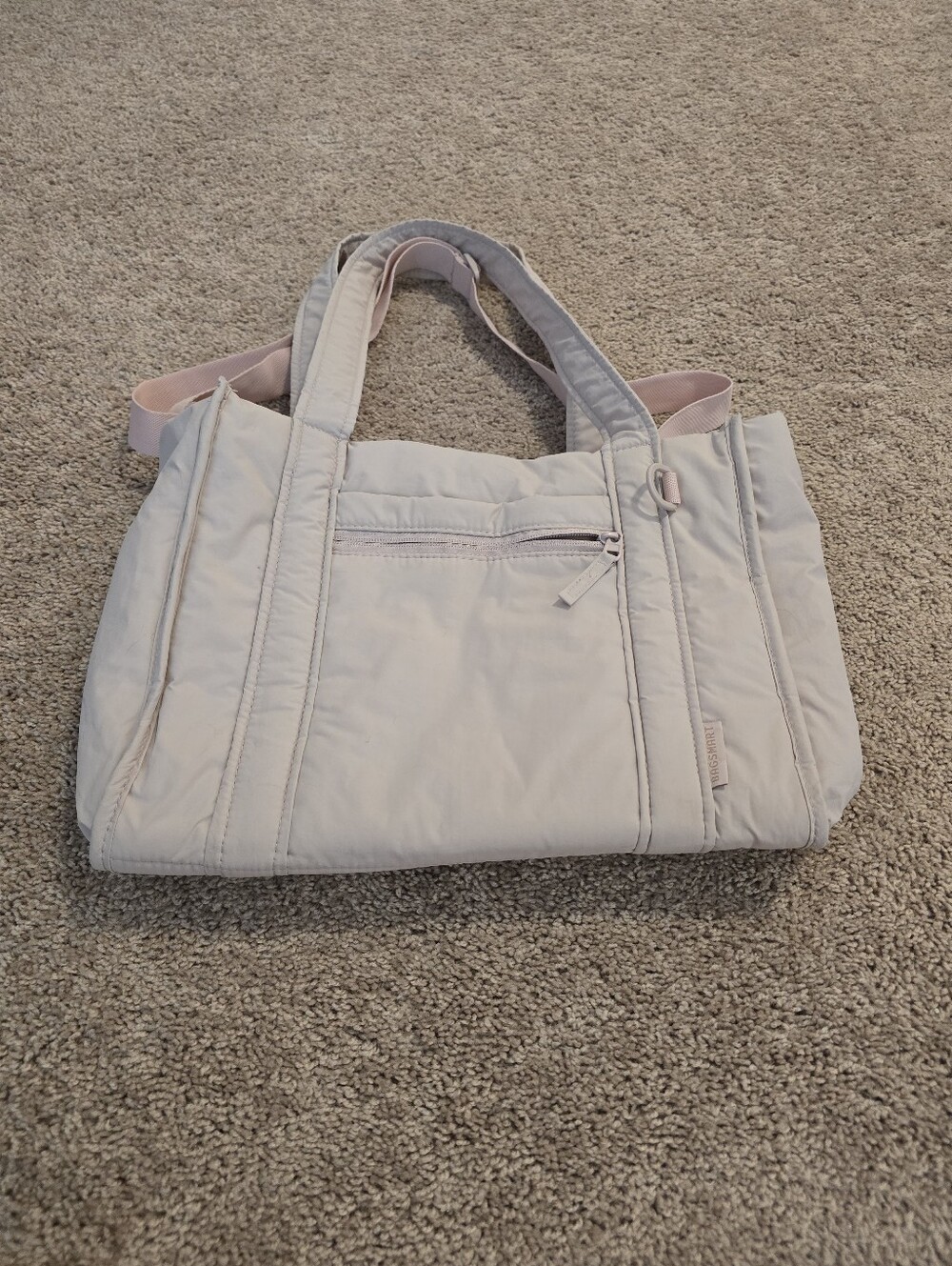 BAGSMART Boxy Tote Bag for Women, Crossbody Work Bag with Zipper Light Pink